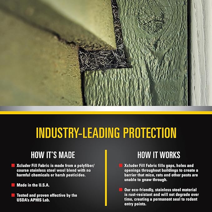 Xcluder Rodent Control Fill Fabric 6 Rolls of Stainless Steel Wool Blend Protect Home, Business, Office Stop Rats, Mice, and Pests from Entering Property