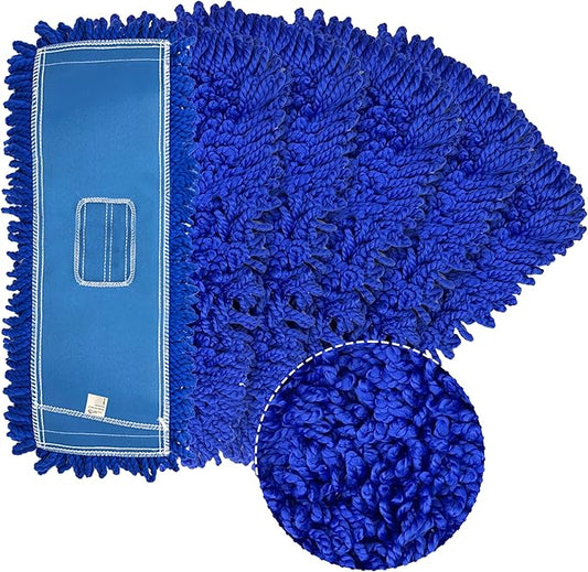 KLEEN HANDLER 6 Pack of 18 Inch Microfiber Dust Mop, Large Washable Commercial Mop Head Replacement, Sweeper, Janitorial Dust Mops, Blue