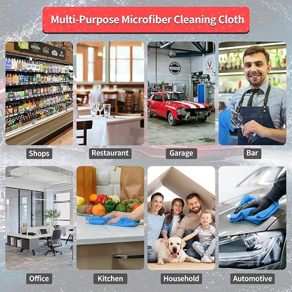 Shop Towels, 100 Pack Microfiber Towels for Cars, Microfiber Cleaning Cloths, Bulk Multipurpose Lint-Free Cleaning Rag for Mechanic Automotive Garage Office, 11.5"*11.5" Blue