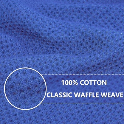 Homaxy 100% Cotton Waffle Weave Kitchen Dish Cloths, Ultra Soft Absorbent Quick Drying Dish Towels, 12 x 12 Inches, 12-Pack, Blueberry