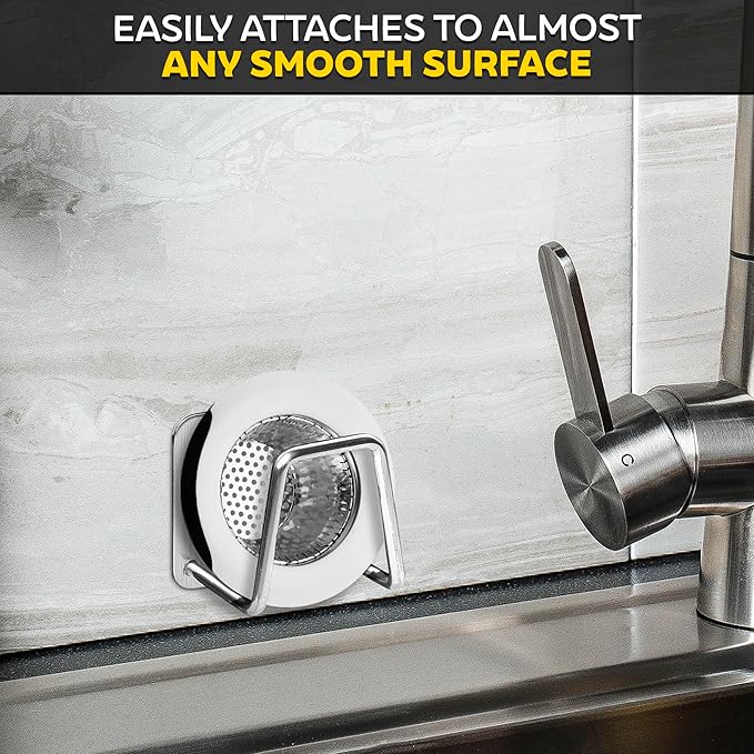Stainless Steel Sponge Holder for Kitchen Sink – Compact & Durable Kitchen Sink Sponge Holder – Easy to Install, Keeps Item Dry, Saves Storage Space | Suitable for Metal, Glass, Ceramic, Wood & More
