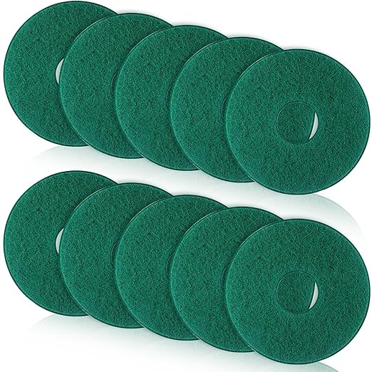 Teenyyou 10 Pcs 12" Cleaning Orbiter Pads Commercial Floor Buffer Pads Hardwood Floor Maintenance Scrubber Polisher Cleaning and Stripping for Orbiter Machine (Green)