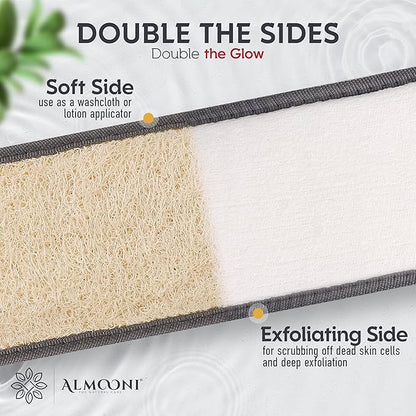 Sturdy Natural Loofah Back Scrubber for Shower for Men, Egyptian Loofah Body Scrubber Exfoliator and Washer for Men to Clean Your Back Deeply Like an Exfoliating Washcloth- 1 Count (1 Pack) - Gray