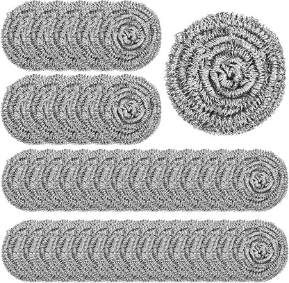 72 Pieces Stainless Steel Scrubber Bulk Steel Wool Scrubber Metal Sponge Wire Scouring Pad Heavy Duty Clean Dish Pot Pan and Oven for Kitchen, Bathrooms, and More