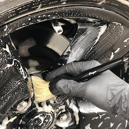 Premium Car Detailing Brush Set - Professional 3 Pack Kit Detail Brushes with Soft Boars Hair Bristles for Auto Interior & Exterior - for Cleaning Leather Seats, Air Vents, Wheels & Emblems