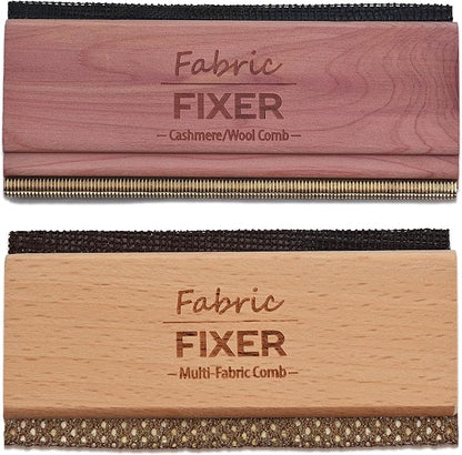 Cashmere and Multi-Fabric Sweater Comb Combo (Cedar Wood Handle Double Edge Design) Manual Fabric Defuzzer Wool Lint Shaver Comb Scraper for Clothing Pills, Furniture, Sheets and Fabrics