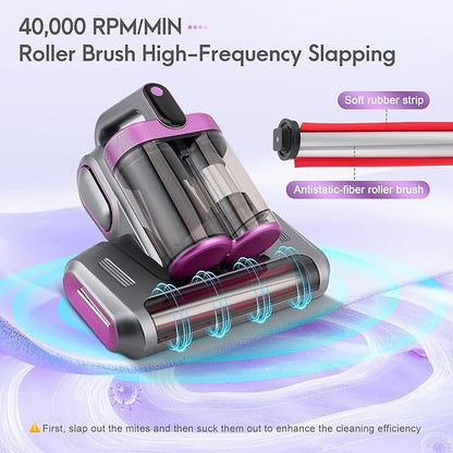 AMTPM 17KPa Cordless Mattress Vacuum Cleaner with UV Care & 40,000RPM Beating - 520ml Dustbin, USB Rechargeable for Bed, Pet Hair