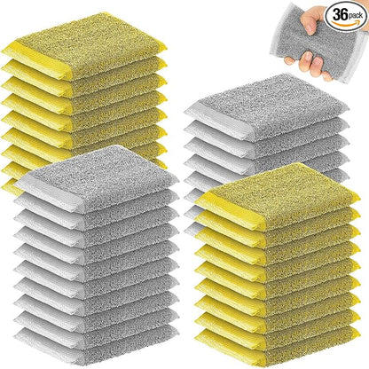 Thyle 36 Pack Kitchen Steel Scrubbing Sponges, Heavy Duty Non Scratch Metal Scrub Pads, Reusable Cleaning Sponges for Dishes, Pots, Pans, Sink and Tough Hard Stains (Gray,Yellow)
