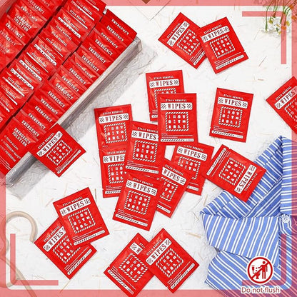 Timgle 200 Pcs Instant Stain Remover Wipes Individual Wrapped Stain Remover Wipes Bulk Portable No-rinse Cleaner for Clothes Fabric Coffee Grease Travel Purse Diaper Bag Car Laundry (Red)