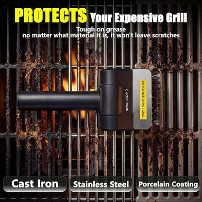 Electric BBQ Grill Brush Rechargeable with Anti-Lock Motor, 2000mAh for 2-Hour Run Time, Dishwasher Safe Head, Saves 80% Cleaning Time & Reduces Wrist Strain, Cleans Hard Corners