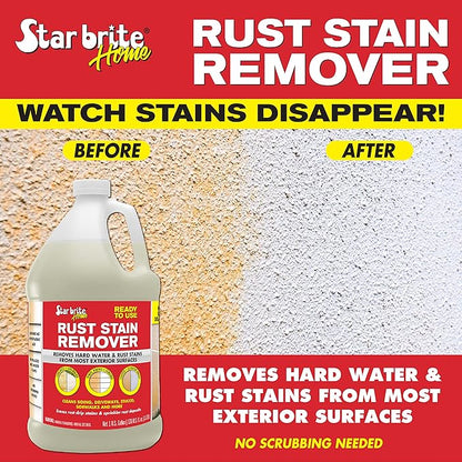 STAR BRITE Rust Stain Remover – Ready-to-Use Formula for Hard Water & Rust Stains on Siding, Concrete, Driveways & More - 128 OZ Gallon (050201)