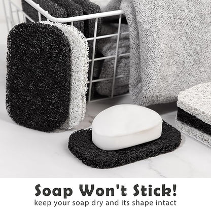 myHomeBody Soap Pocket Squares Exfoliating Pouch, Body Scrubber, Exfoliator Sponge for Bath or Shower, or Leftover Bits Saver, Graphite Gray, 9 Pack + 6 Lift Pads
