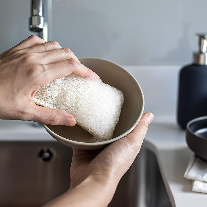 FAAY Eco Friendly Sponges for Dishes, Multi-Purpose Non-Scratch Loofah Scrubber for Cookware, Kitchen, Bathtub and Body, Handmade Unbleached Luffa Fiber, Natural, Biodegradable, Compostable & No Smell