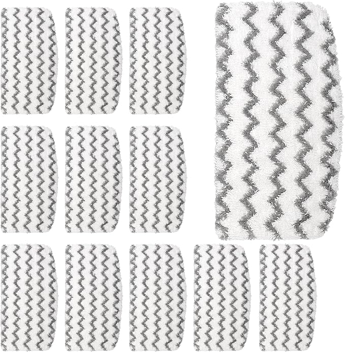 F Flammi 12 Pack Microfiber Mop Replacement Pads for Shark Steam Mop S1000/S1000A/C/WM/S1001C & S2001 with Professional Scrubbing Strips – Washable Reusable for Hardwood/Tile/Laminate