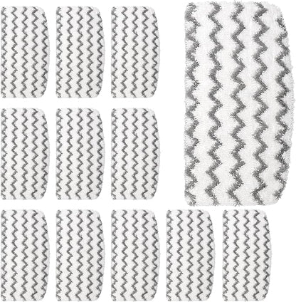 F Flammi 12 Pack Microfiber Mop Replacement Pads for Shark Steam Mop S1000/S1000A/C/WM/S1001C & S2001 with Professional Scrubbing Strips – Washable Reusable for Hardwood/Tile/Laminate