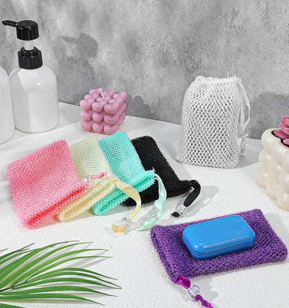 6 Pack Soap Bag, Soaps Mesh Bags & Soaps Saver, Exfoliating Shower Pouch for Bath, 5.5 x 3.5 Inch (6 Colors)