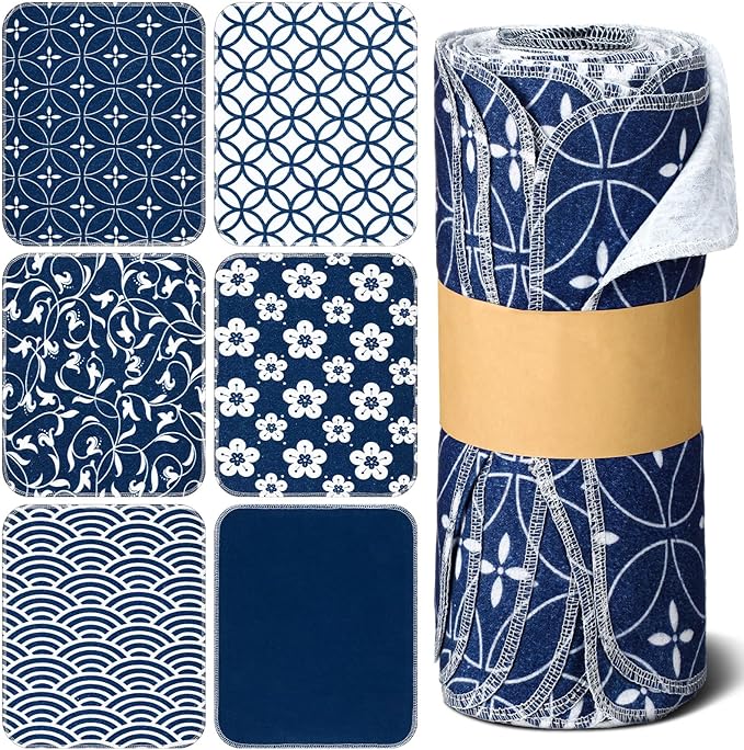 72 Pcs Japanese Reusable Cleaning Cloths Washable Cotton Kitchen Dish Towels for Home Paperless Reusable Cloth Cotton Napkins for Kitchen Bathroom Decoration, 9.84 x 11.81 Inches