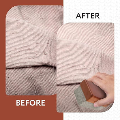 Impresa Extra Large Fabric Pumice Stone - Brown, Manual Efficient Pilling Removal & Lint Remover - Ergonomic Wooden Handle - Reusable & Pumice Stone for Laundry
