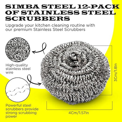Wool Assortment for Cleaning – 0000 Grade Fine to Coarse Steel Wool Pads & Rolls, Multiple Pack Sizes and Length Options (12 Pcs Scourer)