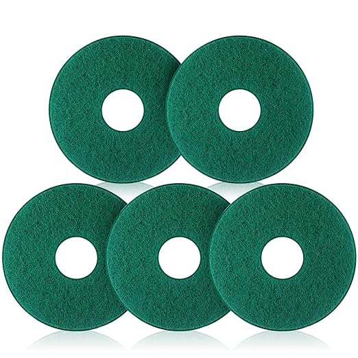 Teenyyou 5 Pcs 12" Cleaning Orbiter Pads Commercial Floor Buffer Pads Hardwood Floor Maintenance Scrubber Polisher Cleaning and Stripping for Orbiter Machine (Green)