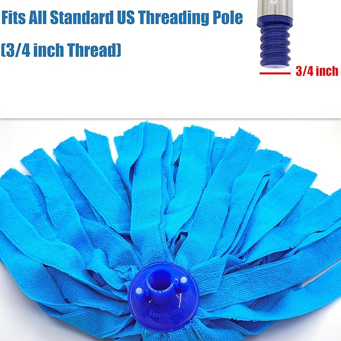 EaseYourDay Microfiber Cloth Mop Head Replacement, String Mop Refills Screw onto All Standard US Threading Pole Mop Handle Rod– 3 Packs