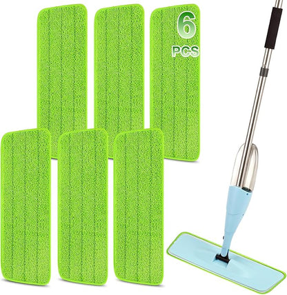 16.5 Inch Reusable Mop Pads Microfiber Spray Mop Replacement Heads for Wet/Dry Mops Compatible with Bona Floor Care System (6 Pack)