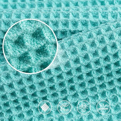 POLYTE 430 GSM Microfiber Oversize Quick Dry Lint Free Bath Towel, 60 x 30 in, 4 Pack (Waffle Weave)