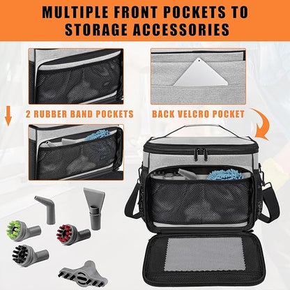 Carry Bag Compatible with Bissell SteamShot Hard Surface Steam Cleaner 39N7V/39N7A, Adjustable Compartments Steam Cleaner Storage Bag Fits for Phueut Pressurized Handheld Steam Cleaner