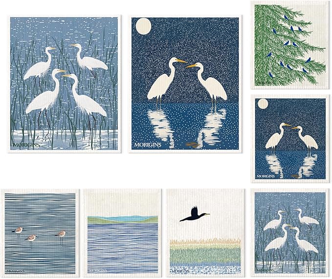 Swedish Kitchen Towel Set Reusable Kitchen Towel Set Absorbent Cellulose Sponge Cloth Biodegradable Ideal for Household Kitchen Cleaning 8-Piece Set