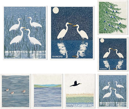 Swedish Kitchen Towel Set Reusable Kitchen Towel Set Absorbent Cellulose Sponge Cloth Biodegradable Ideal for Household Kitchen Cleaning 8-Piece Set