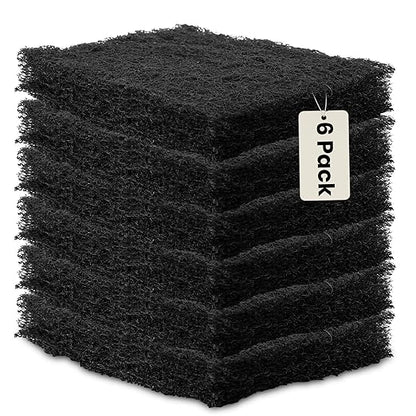 Harrier Hardware 6-Pack Heavy Duty Scouring Pads, 6x4 Inch Thick Black Scrub Pads for Pots Pans, Kitchen Cleaning, Stripping, Scrubbing Grills & More