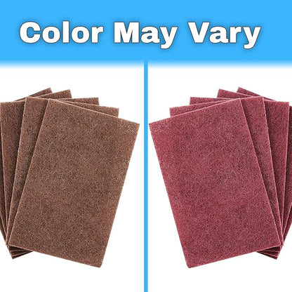 Heavy Duty XL Red Scouring Pads. 6x9 in 10 Pack of Scrubber Tools for Cleaning Stainless Steel Pots, Pans, Grills and Griddles. Extra Large Pad for Outdoor Use on Railings and Tiles.