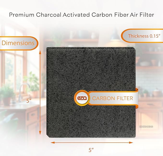 Premium Charcoal Activated Carbon Fiber Replacement Air Filter for Kitchen Compost Bin (10 Pack, Square 5")