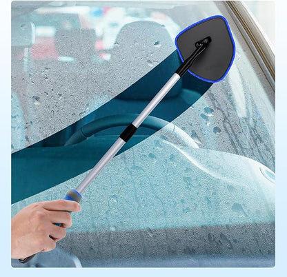XINDELL Windshield Cleaner Tool, Car Window Cleaning Kit with 5 Reusable Microfiber Pads, Extendable Handle & 360° Rotating Head, Safety Hammer, Streak-Free Auto Glass Wiper for Car Truck SUV RV