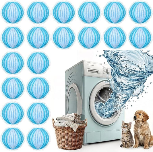 24 Pcs Pet Hair Remover for Laundry Catcher Balls Reusable Lint for Washing Machine Effective Cat Dog Laundry Pet Hair Catcher for Clothes Sheets Towels Blankets (White,Blue)