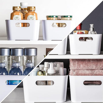 BINO Plastic Storage Bins - Small 2 Pack, White - THE SOHO COLLECTION - Pantry Organizers and Fridge Organizer