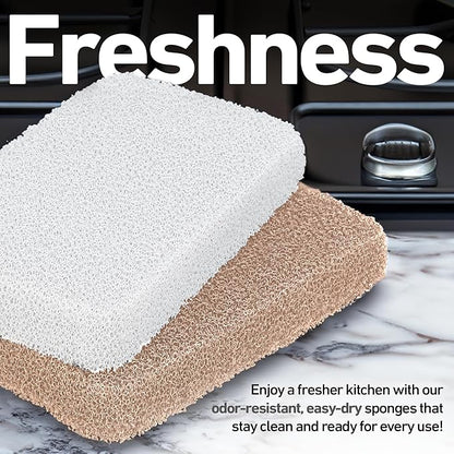Casanero 6 Pack Silicone Dish Sponges, Heavy Duty Non Scratch Sponges for Dishwashing, Reusable Household Cleaning Sponges for Kitchen, Countertop, Bathroom, Non Stick Cookware or Car