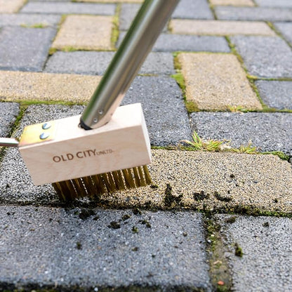 Moss Remover Deck Crevice Cleaning Tool- 2 Paver Brushes Tool for Weeding Between Pavers, Wire Brush with Weed Hook, Deck Cleaner, Crack Weeder, Patio Weed Remover Tool, Garden Weeding Tool (2)