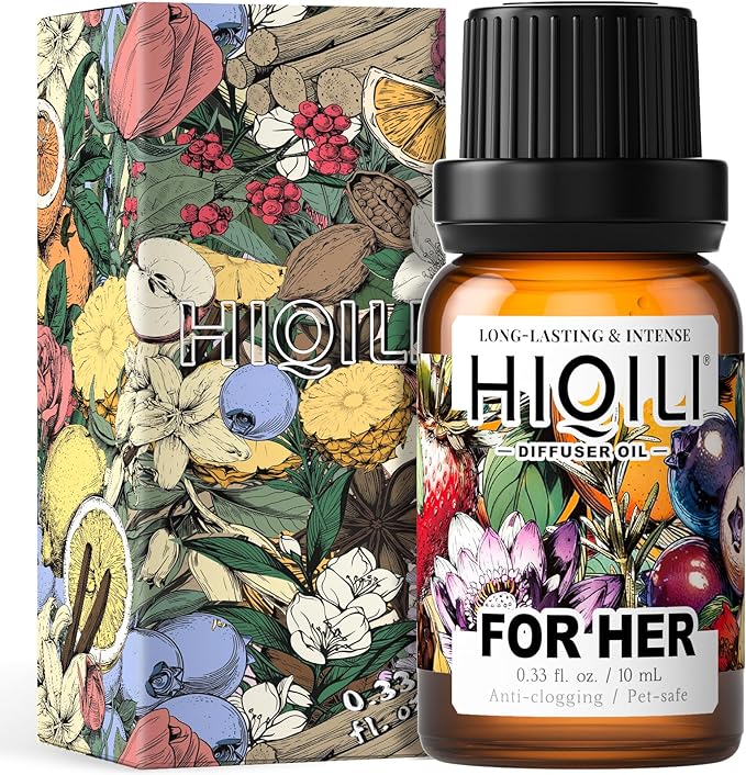 HIQILI for Her Diffuser Oil, Ideal for Reed Diffuser, DIY Luxury Perfume, Wool Dryer Ball, Long Lasting Scent - 0.34 Fl Oz