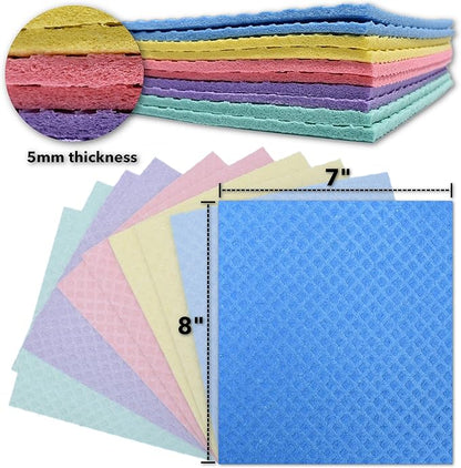 Sponge Cloth (pack of 10) - Swedish Dishcloth - Durable - Eco-friendly – Biodegradable - Reusable - Odor-free – Super Absorbent - Cellulose Sponge Dish Towel for the Kitchen – Assorted Colors