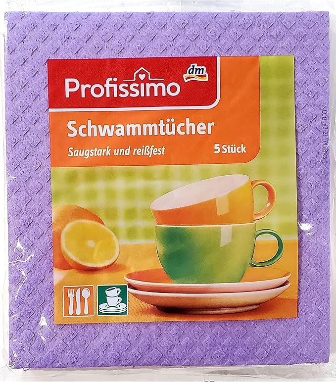 Sponge Cloths Imported from Germany - 5 Pack Reusable Cellulose Dishcloths - schwammtücher Absorbent Swedish Hand Towels for Kitchen, Counters & Washing Dishes - Eco Friendly Gift for Home