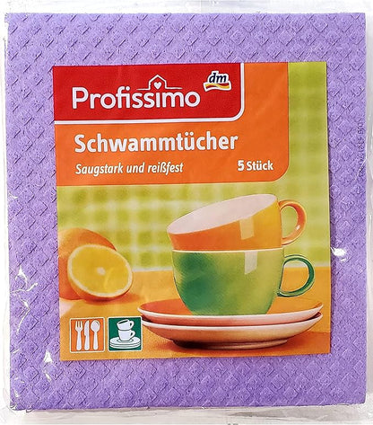 Sponge Cloths Imported from Germany - 5 Pack Reusable Cellulose Dishcloths - schwammtücher Absorbent Swedish Hand Towels for Kitchen, Counters & Washing Dishes - Eco Friendly Gift for Home