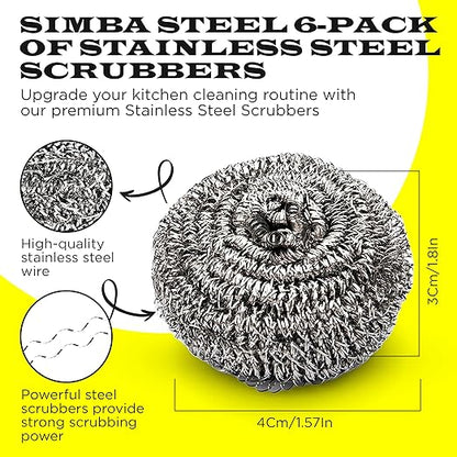 Wool Assortment for Cleaning – 0000 Grade Fine to Coarse Steel Wool Pads & Rolls, Multiple Pack Sizes and Length Options (6 Pcs Scourer)
