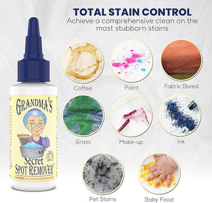 Grandma's Secret Spot Remover Gel - On-the-Go Travel Size Fabric Stain Remover for Clothes - Chlorine, Bleach and Toxin-Free - Removes Oil, Paint, Blood and Pet Stains - 2 Ounce