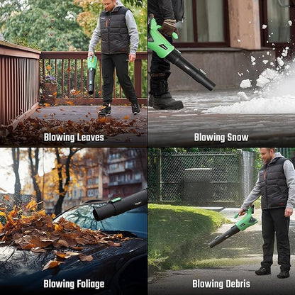 WORKPROX Leaf Blower Cordless, 20V Electric Blower with 4.0Ah Type-C Charging Battery, 89.5MPH 500CFM, Lightweight Handheld Mini Blowers for Lawn Care, Patio Cleaning, Dust, Blowing Leaves