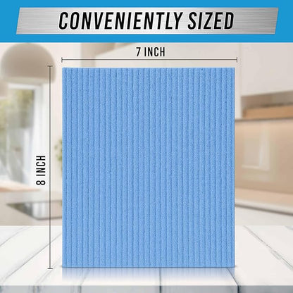ACTIVE Swedish Dish Cloths for Kitchen 12 Pack Cellulose Sponge Cloth, Washable Dishcloths for Washing Dishes, Original European Dish Towels, Absorbent Reusable Paper Towels - Multicolor Assorted