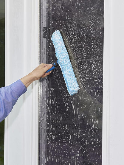 Unger Professional 14” Performance Grip Window Cleaner Scrubber, Gently Clean Mirror and Glass Surfaces Without Scratching, Reusable Microfiber Sleeve, Effective Cleaning Supplies