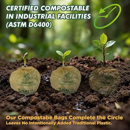 EcoMokii Compostable Trash Bags 3 Gallon, 120 Count, Extra Thick 0.8 Mil Small Compost Bags for Kitchen Countertop Bin, Unscent Food Scrap Bag Certified by BPI & OK Compost Home