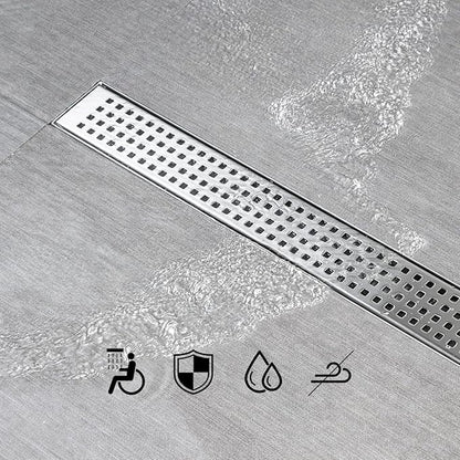 SaniteModar Shower Drain, 20 inch Linear Shower Drain with Removable Square Hole Panel, AISI 304 Stainless Steel Brushed Shower Floor Linear Drain with Adjustable Feet and Hair Strainer