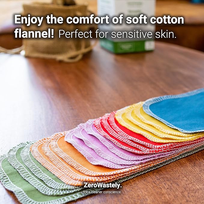 ZeroWastely 24 Reusable Toilet Paper Washable Roll - Bidet Towels Washable Toilet Paper - Cut Back & Waste Less with our Colored Super Soft, Absorbent & Re-Rollable Cloth Wipes - Rainbow Edition